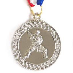 Medalha Ax Esportes 50Mm A. Marciais Alto Relevo Prateada - Y229P