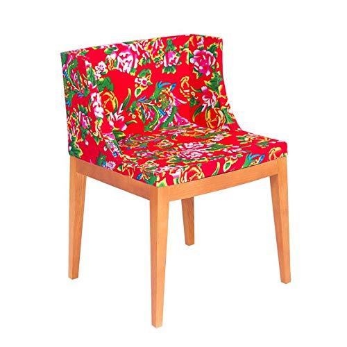 Cadeira Mademoiselle - Floral vermelho - Madeira média