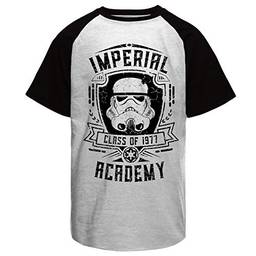 Camiseta masculina Star Wars Storm Trooper Imperial Academy Raglan tamanho:GG;cor:branco