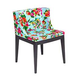 Cadeira Mademoiselle - Floral azul claro - Madeira preta