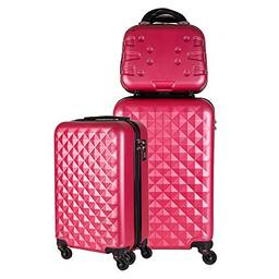 Kit duas malas bordo com frasqueira de mao em ABS - Roncalli Ruum (Pink)
