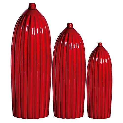 Trio Garrafas Indianas Leblom Ceramicas Pegorin Vermelho