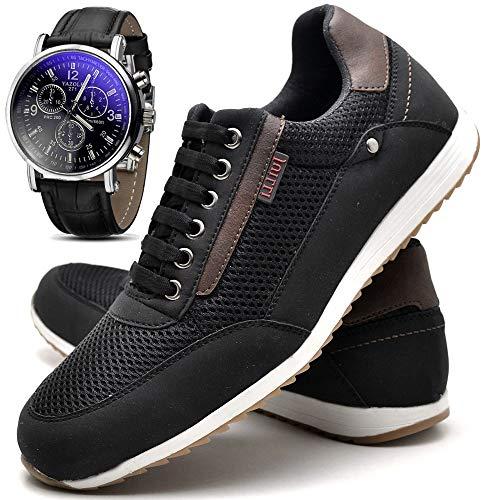 Sapatênis Sapato Casual Masculino Com Relógio JUILLI R1100DB Tamanho:36;cor:Preto;gênero:Masculino