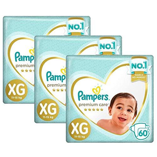 Kit Fralda Pampers Premium Care Jumbo Tamanho Xg 180 Unidades