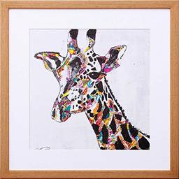 Quadro Ilustração Girafa Colorida 43X43cm, Decore Pronto, Multicor