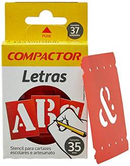 Letra Vazada Letras e Algarismos, Compactor 001715000, Multicor, 35 mm, Pacote de 5