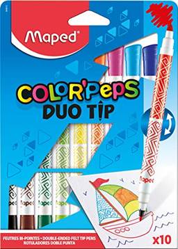 Caneta Hidrográfica Color Peps Duo Tip, Maped 19, Multicor Estojo 10 Cores