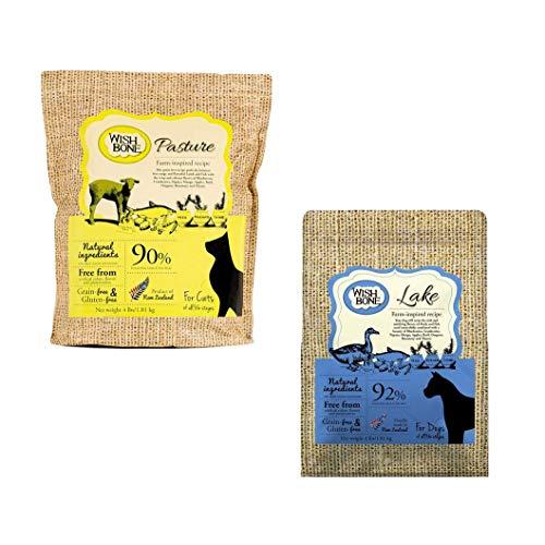 Kit: Wishbone Lake (canino) + Wishbone Pasture sabor cordeiro (felino), 1.81kg