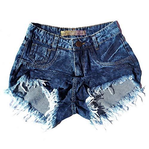 Shorts Jeans Feminino Cintura Alta Destroyed Hot Pants S03 tamanho:40