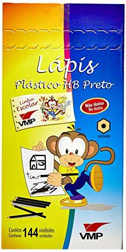Lápis Plástico Sextavado HB Preto, V.M.P., 2470001, 14 Pacotes x 144 Unidades