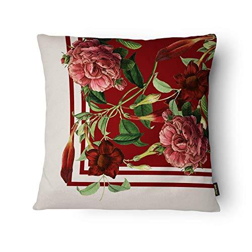 Capa de Almofada Floral Belchior Uniq Silk Home Vermelho/Marfim 50 X 50 Cm, Silk Home