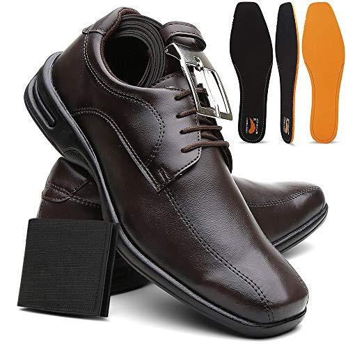 Sapato Masculino Confort Ultra Leve E Macio + Cinto e Carteira - Marrom/44