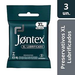 Preservativo Jontex XL Lubrificado Camisinha 3 unidades, Jontex, Branco, XL