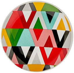 Prato De Porcelana Geometrico Decorglass Multicolor