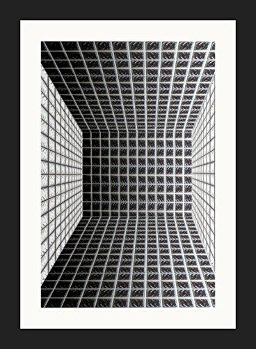 Quadro Abstrato Geométrico Cubo Ilusão de Óptica 35x26cm, Decore Pronto, Preto/ Branco, Pequeno