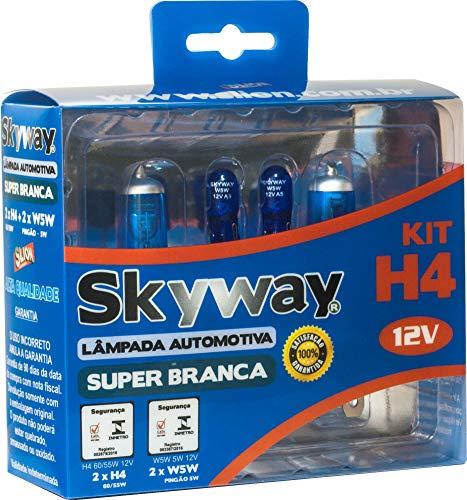KIT Skyway Lâmpada Automotiva Super Branca - Modelo H4 + W5W - 12V - 4200K - 4 Conjuntos