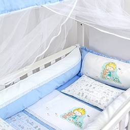 Kit de Berço Baby com Cortinado 08, Papi Textil, Azul