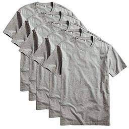 Kit com 5 Camiseta Masculina Básica Algodão Premium (Cinza, P)