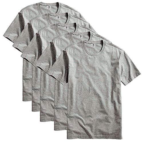 Kit com 5 Camiseta Masculina Básica Algodão Premium (Cinza, GG)