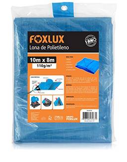 Lona de Polietileno Foxlux – Azul – 10M x 8M – 150 micras – Lona plástica com ilhós – Impermeável – Multiuso