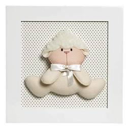 Quadro Decorativo Ovelha, Quarto Bebê Infantil Menina Menino, Potinho de Mel, Branco