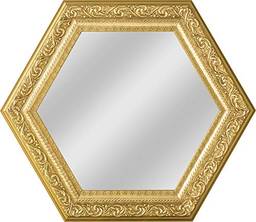 Quadro Espelhado Sextavado 65 x 75 RT03, Dourado, BW QUADROS
