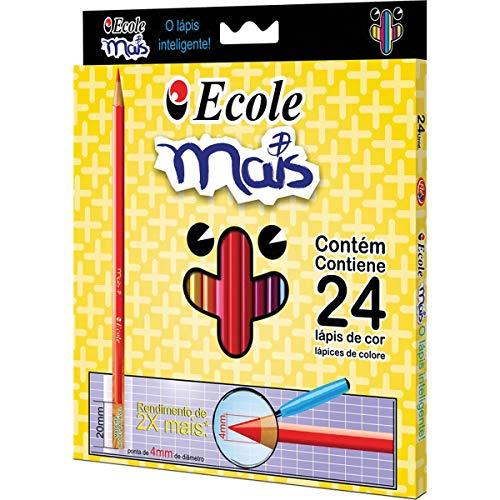 Ebras Ecole 1000005, Lápis de Cor, Sextavado Ecole Mais com 24 Cores, Multicor, Pacote de 03