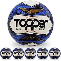 AX Esportes Pack com 6 Bolas de Futebol de Campo Topper Slick II , BRANCO/AZUL