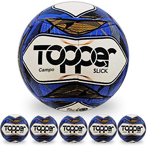 AX Esportes Pack com 6 Bolas de Futebol de Campo Topper Slick II , BRANCO/AZUL