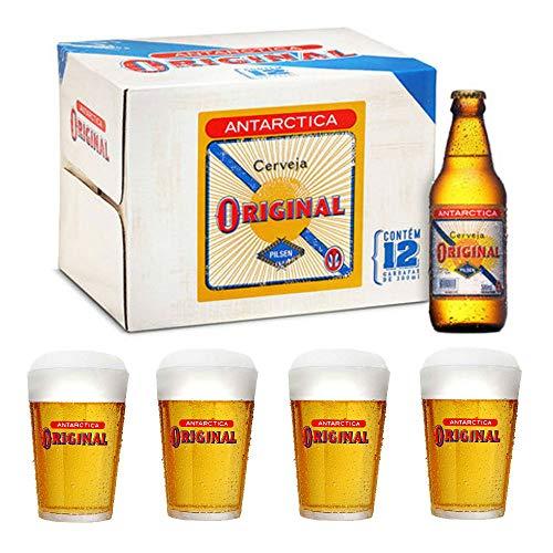 Kit Cerveja Antarctica Original 300ml (12unidades) + 4 copos