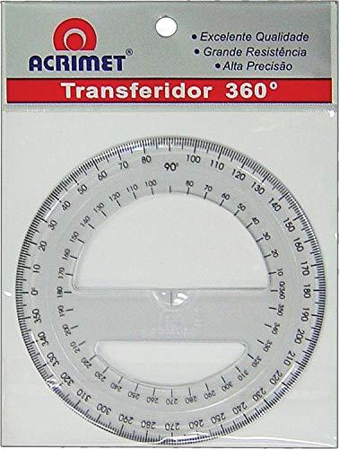 Acrimet 552-5 - Transferidor Poliestireno, 360 Graus, pacote de 6 unidades, Multicor
