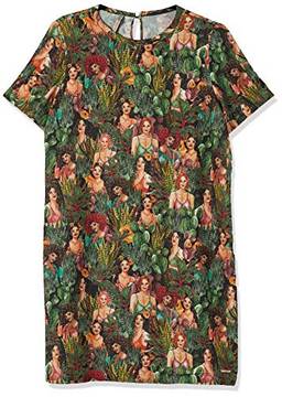 Vestido T-shirt Curto Estampado, Colcci, Feminino, Marrom (Marrom/Multicor), P