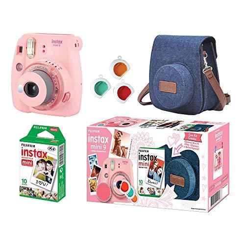 Câmera Instantânea Fujifilm Instax Mini 9 Com 3 Filtros Coloridos, Bolsa e Filme 10 Poses – Rosa Chiclé, Fujifilm, 705065385, Rosa Chiclé