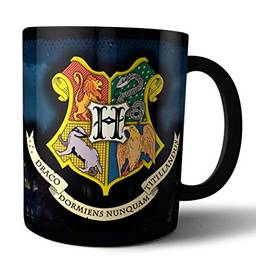 Caneca de porcelana preta Harry Potter Hogwarts Live Comics - Preta