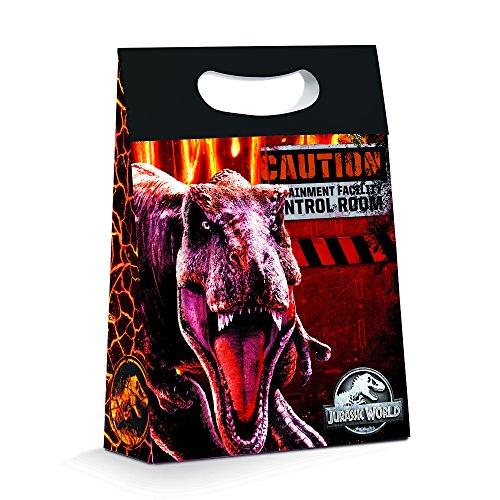 Caixa Para Presente Plus Cromus Embalagens na Estampa Jurassic World com Aba de Fechamento e Alça 18x7,5x25 cm com 10 Unidades