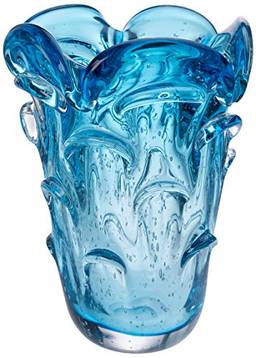 Vaso de Vidro Italy Lyor Azul 14 x 19 cm