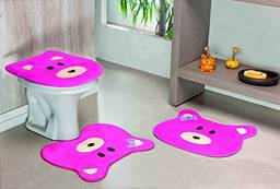 Jogo de Banheiro Formato Ursa Guga Tapetes Rosa 3
