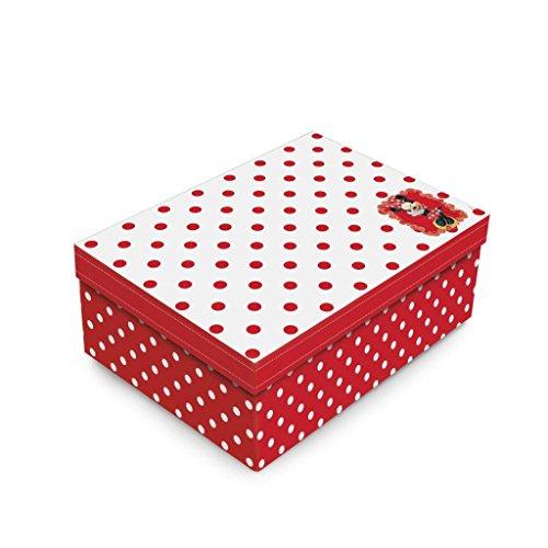 Caixa Para Presente Rígida Retangular Alta Cromus Embalagens na Estampa Minnie Mouse Joy com Tampa 34,5x25,5x10 cm com 4 Unidades
