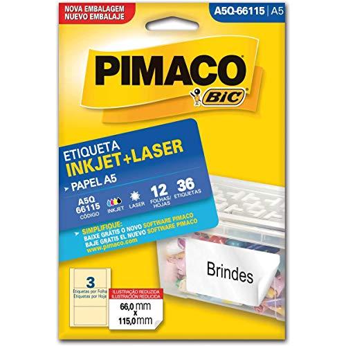 Pimaco Etiqueta Adesiva, BIC, 874865, Branco, 12 etiquetas