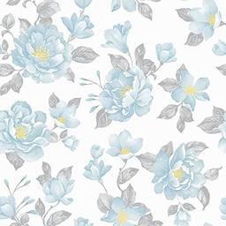 Papel de Parede Floral Bobinex Uau Azul/Branco