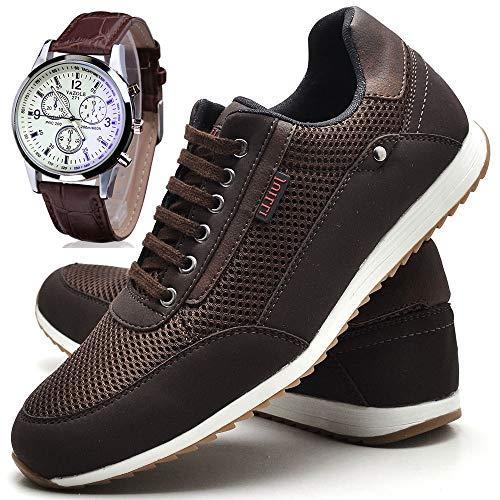 Sapatênis Sapato Casual Masculino Com Relógio JUILLI R1100DB Tamanho:39;cor:Marrom;gênero:Masculino