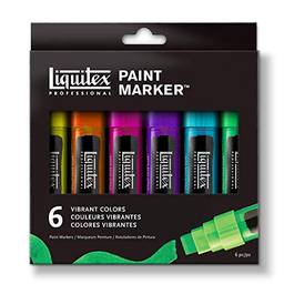 Liquitex Estojo Paint Marker Wide 06 Cores Vibrantes, 3699246, 6 Cores
