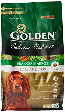 Premier Pet Golden Seleção Natural Ração para Cães Adultos, Sabor Frango & Arroz, 3kg
