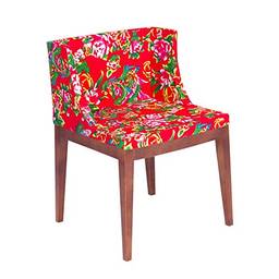 Cadeira Mademoiselle - Floral vermelho - Madeira escura