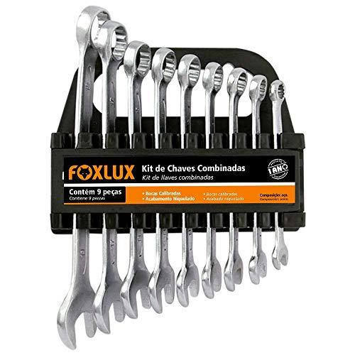 Jogo de Chave Combinada Foxlux – Kit com 9 peças – 8mm a 19mm – Aço Carbono – Acabamento Niquelado – Prateado