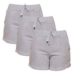Kit com 3 Shorts de Moletim Style Feminino (Cinza, GG)