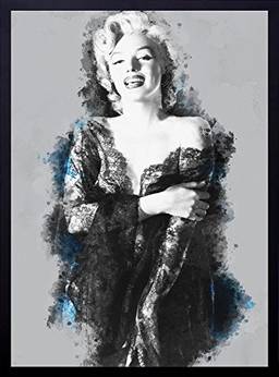 Quadro Ilustração Marilyn Monroe Símbolo de Beleza Decore Pronto Preto/ Branco 53x73cm