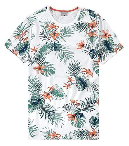 Camiseta Slim Estampada, Malwee, Masculino, Branco/Verde/Laranja, GG