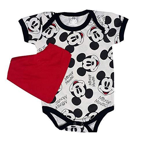Body Bebê Mickey + Bandana Vermelha Estampado M