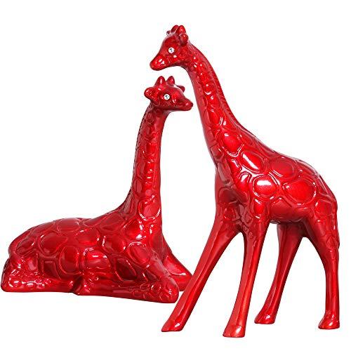 Casal De Girafas Deitada E Em Pé Ceramicas Pegorin Vermelho